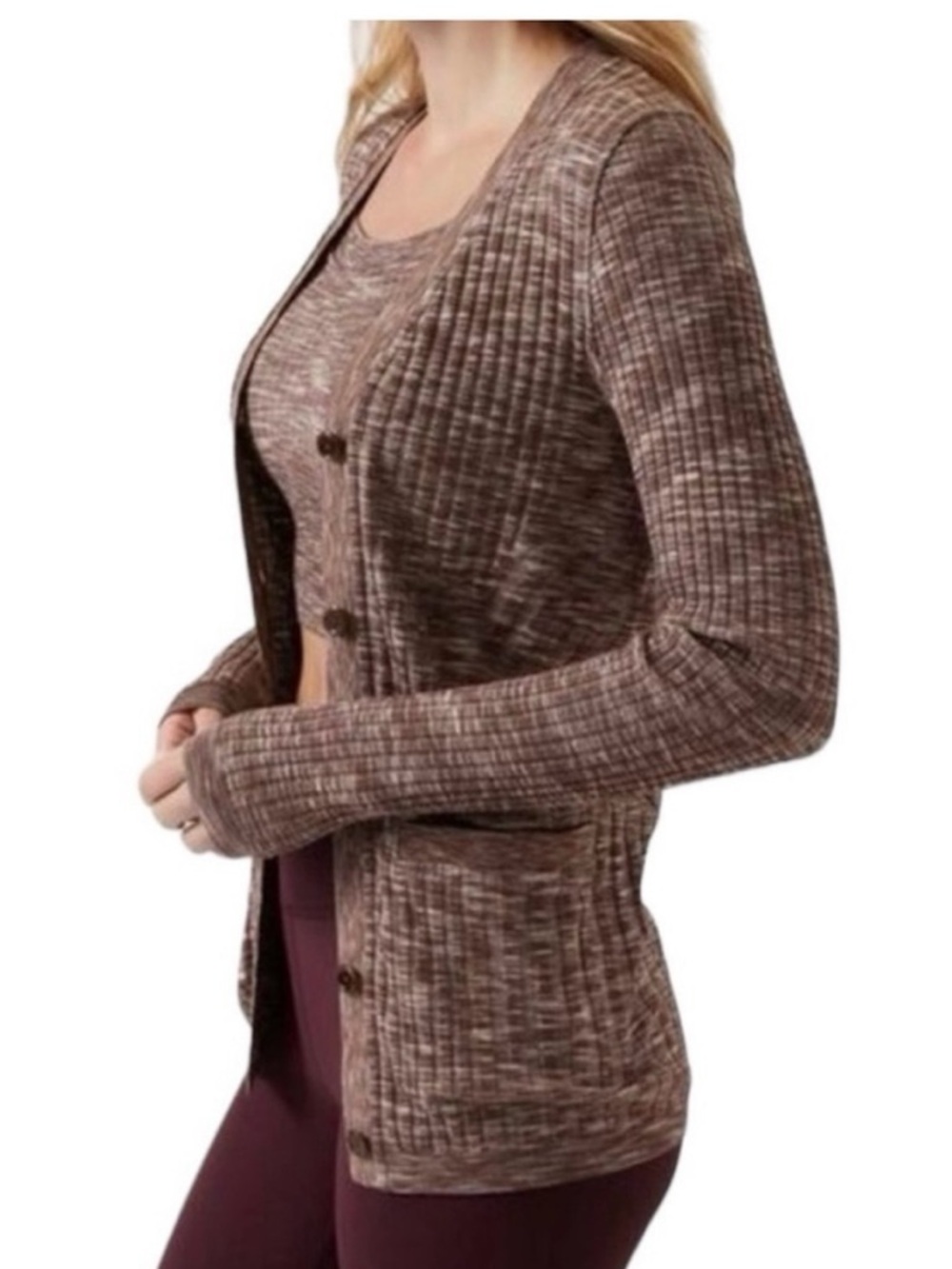 Athleta Revolve Brown Heather Cardigan